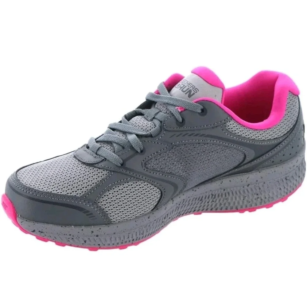 Skechers GOrun Womens 11 Grey Pink Running Shoes Air Cooled Goga Mat Athletic